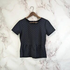 Madewell Polka Dot Peplum Top, Short Sleeve, Back, Medium